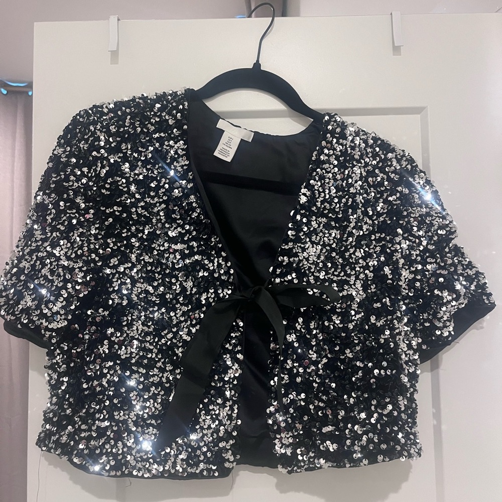 H&M Black and Silver Sequin Top